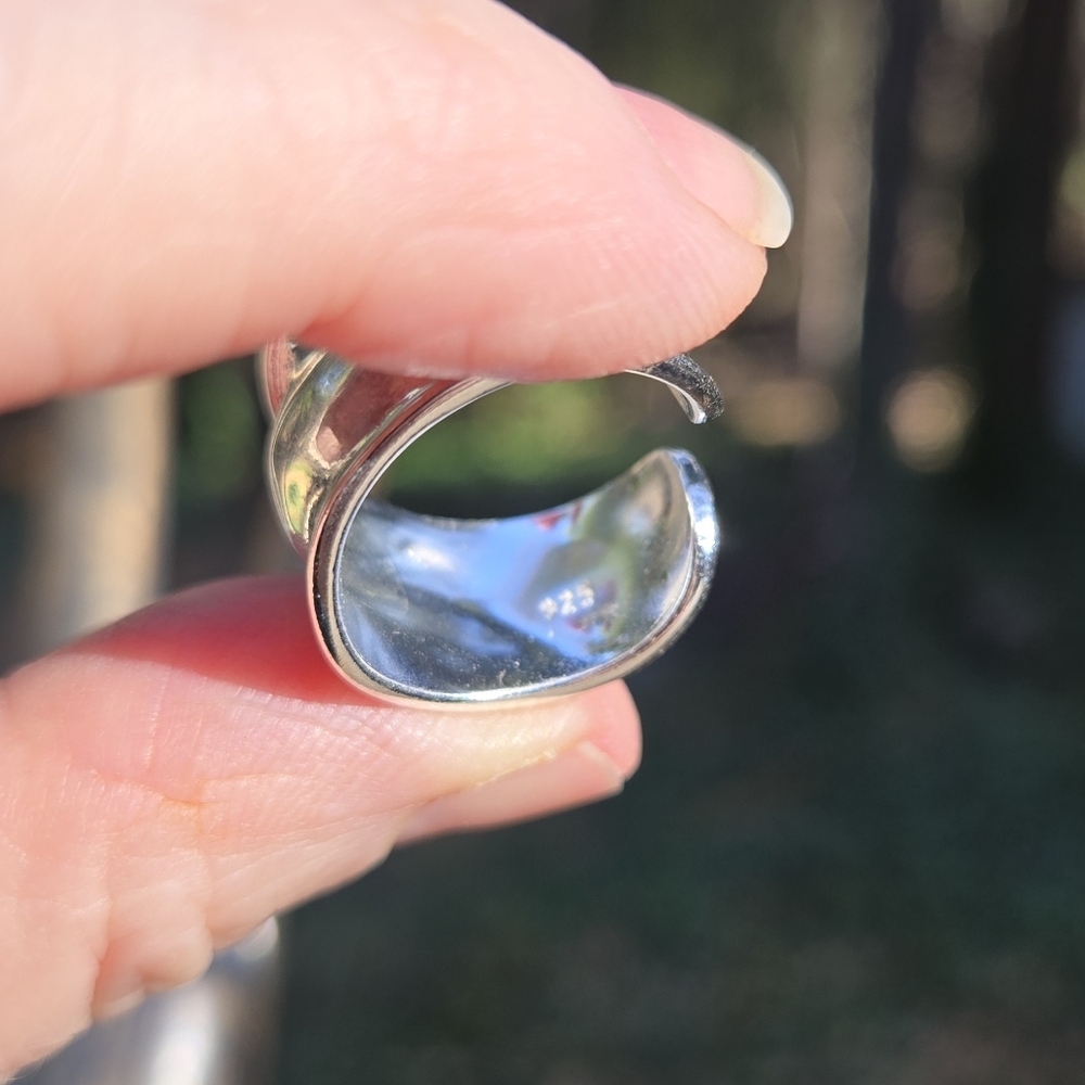 Sterling Silver Finger Cuff Ring Sz8 Adjustable - Picture 7 of 8